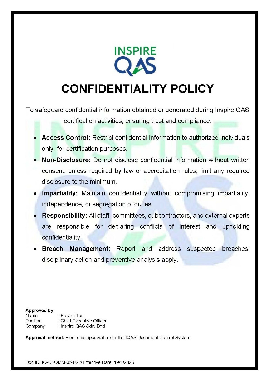 IQAS Non-Discriminatory Policy