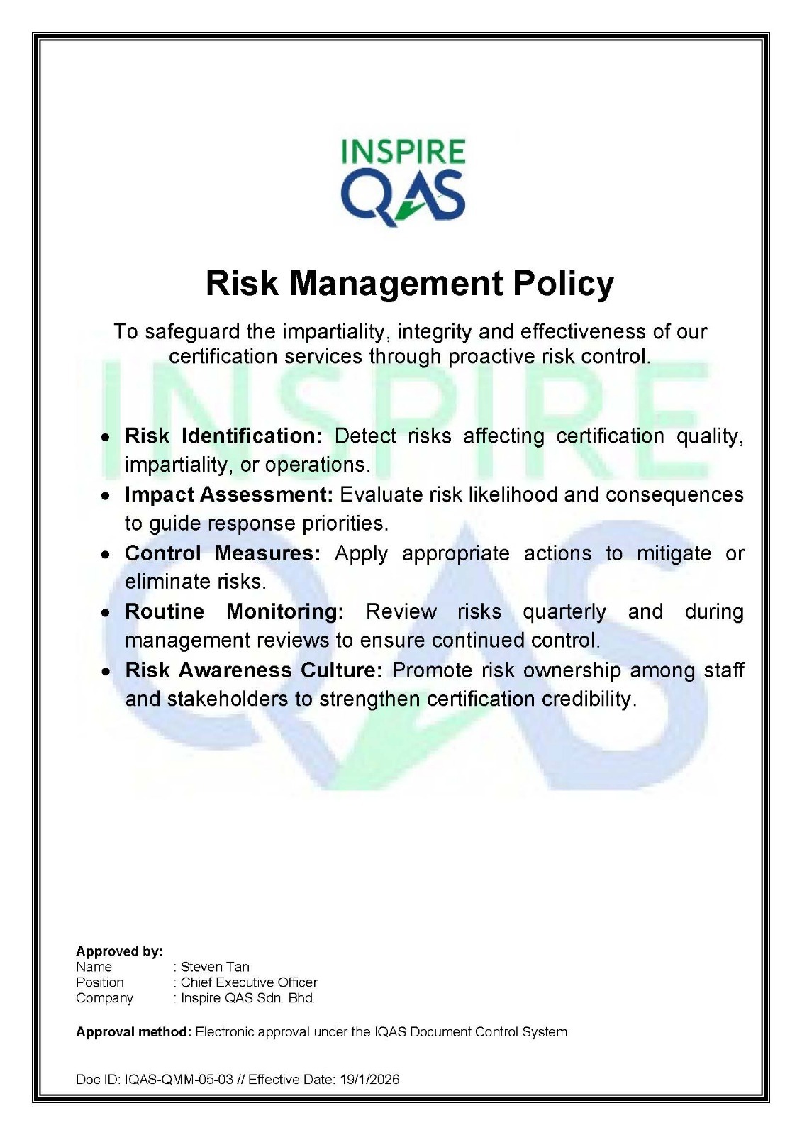 IQAS Non-Discriminatory Policy